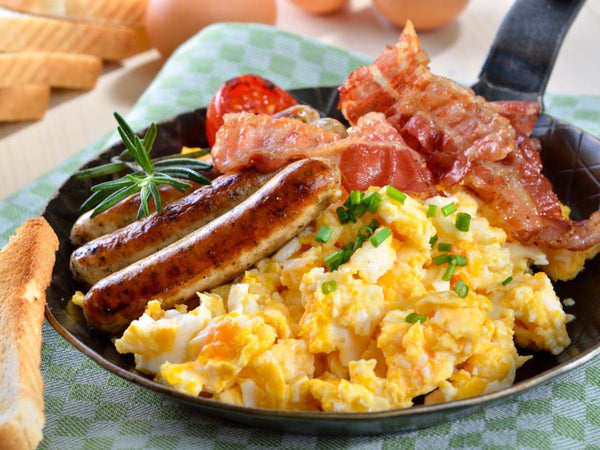 Eggs with sausage and bacon